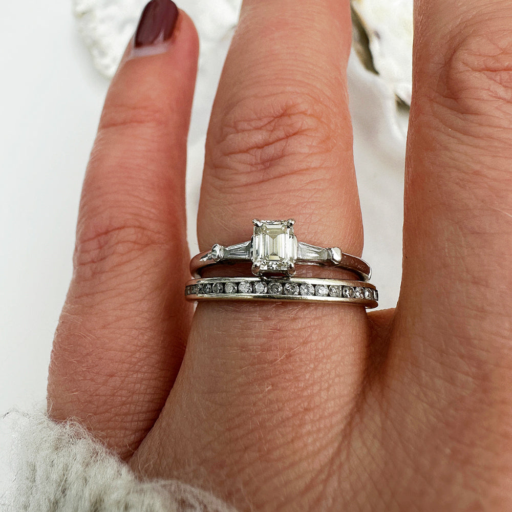 Vintage Emerald Cut Diamond Trilogy Ring