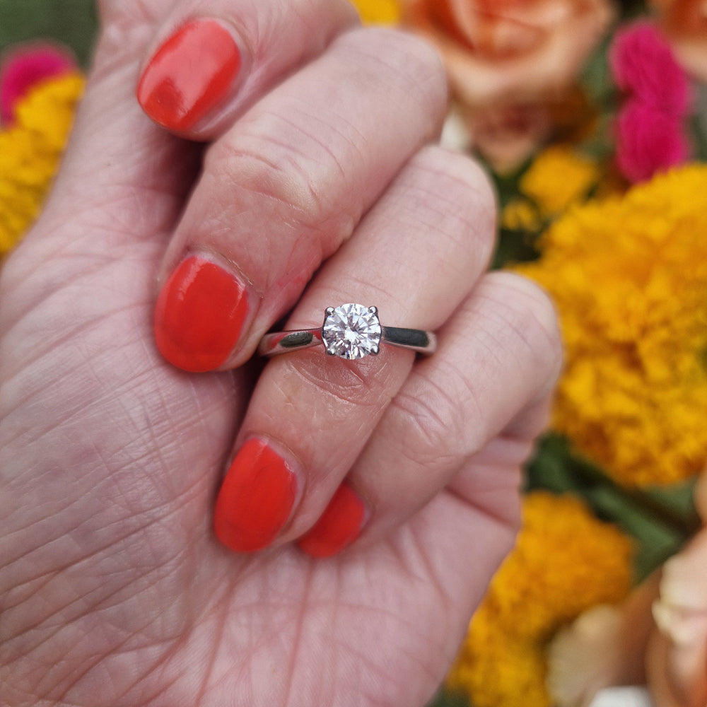 Certified Vintage Platinum Diamond Solitaire Engagement Ring