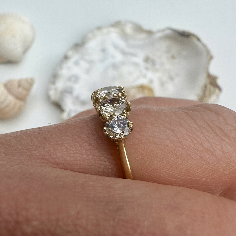 Vintage Champagne Diamond Five Stone Ring