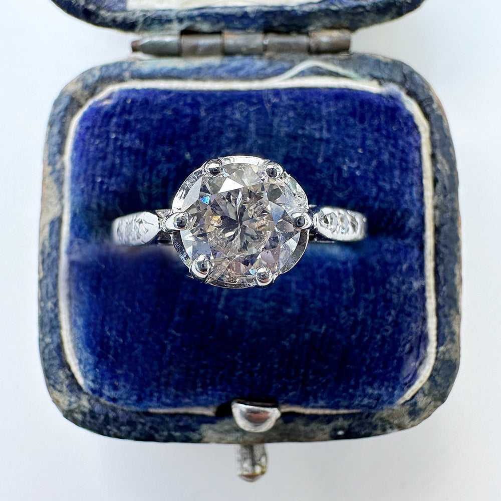Vintage Crown Diamond Solitaire Engagement Ring