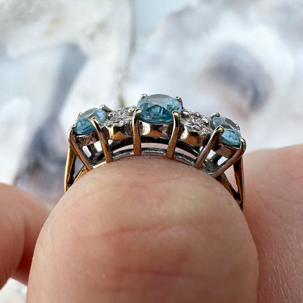 Vintage Topaz & Diamond Ring