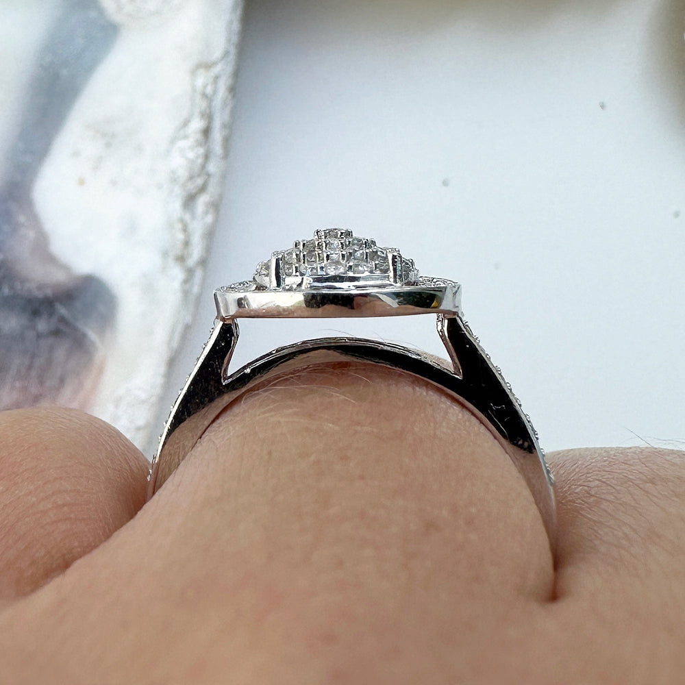 Vintage Diamond Cluster with Diamond Shoulders