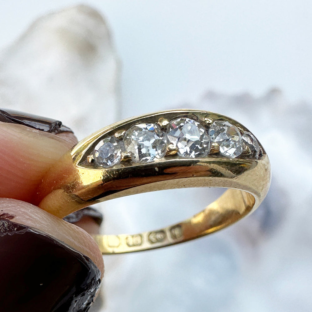 Antique 1890 Diamond Five Stone Ring