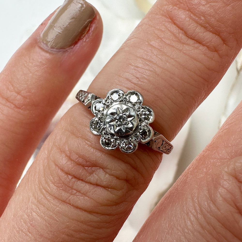 1960 Vintage Diamond Daisy Cluster