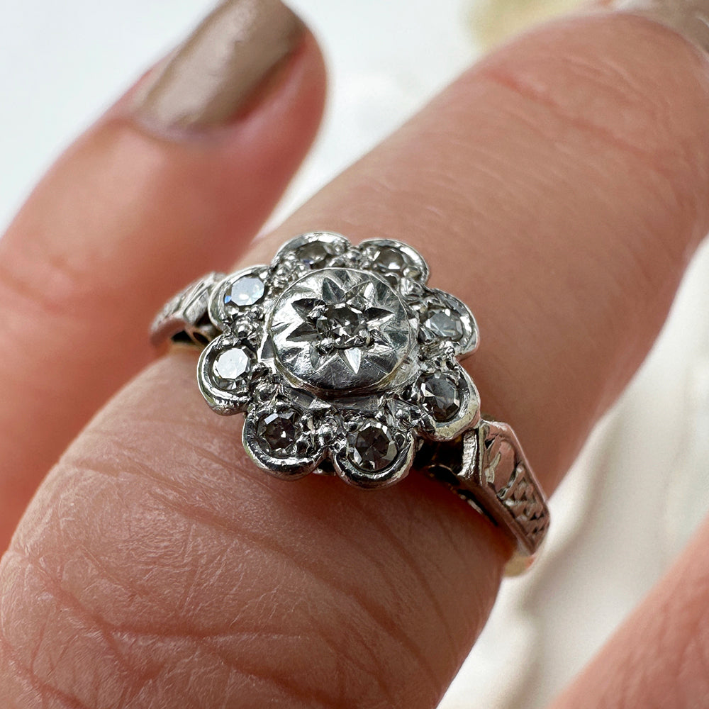 1960 Vintage Diamond Daisy Cluster