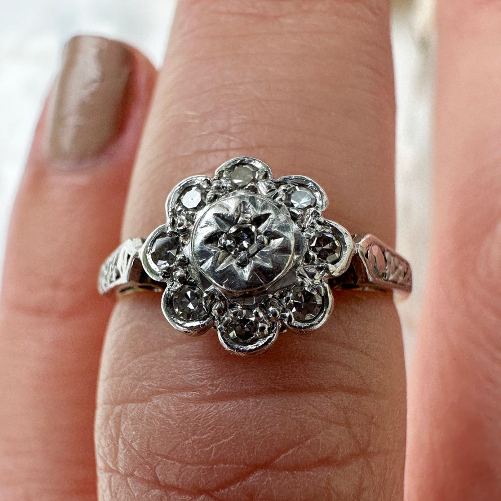 1960 Vintage Diamond Daisy Cluster
