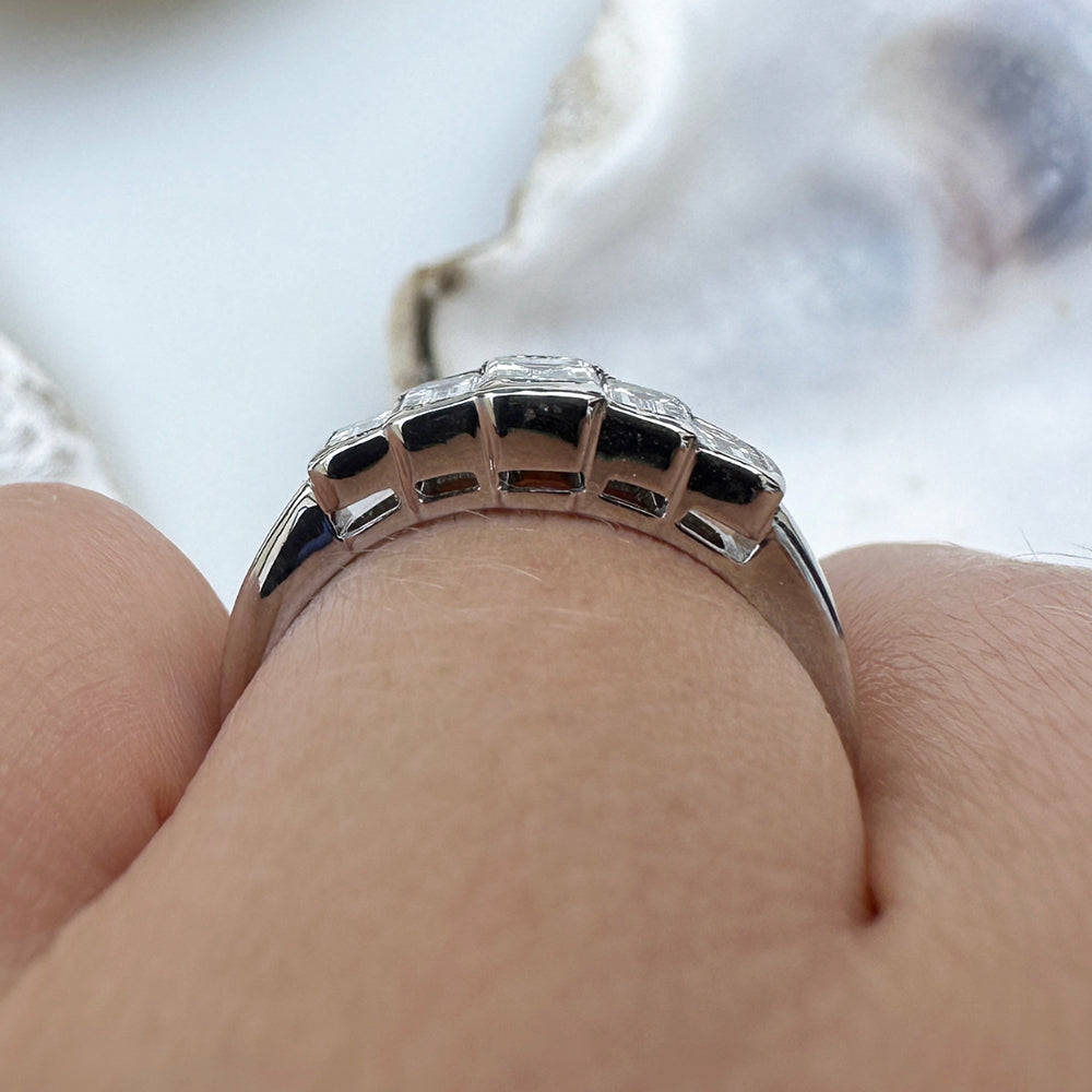 Vintage Emerald Cut Diamond Five Stone Ring