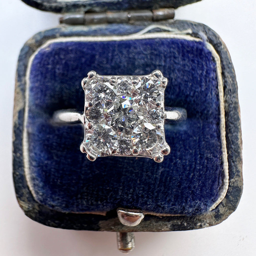 Vintage Square Diamond Cluster Ring