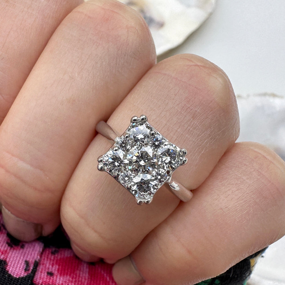 Vintage Square Diamond Cluster Ring