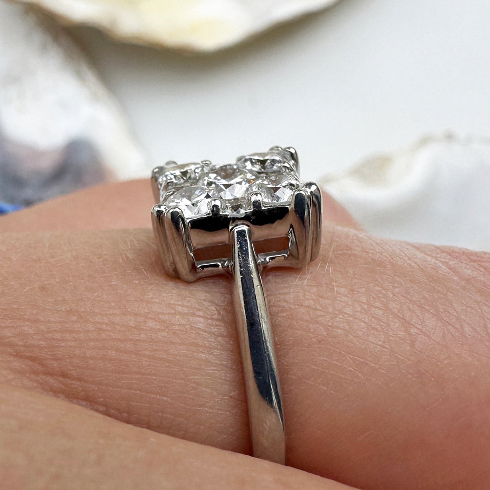 Vintage Square Diamond Cluster Ring