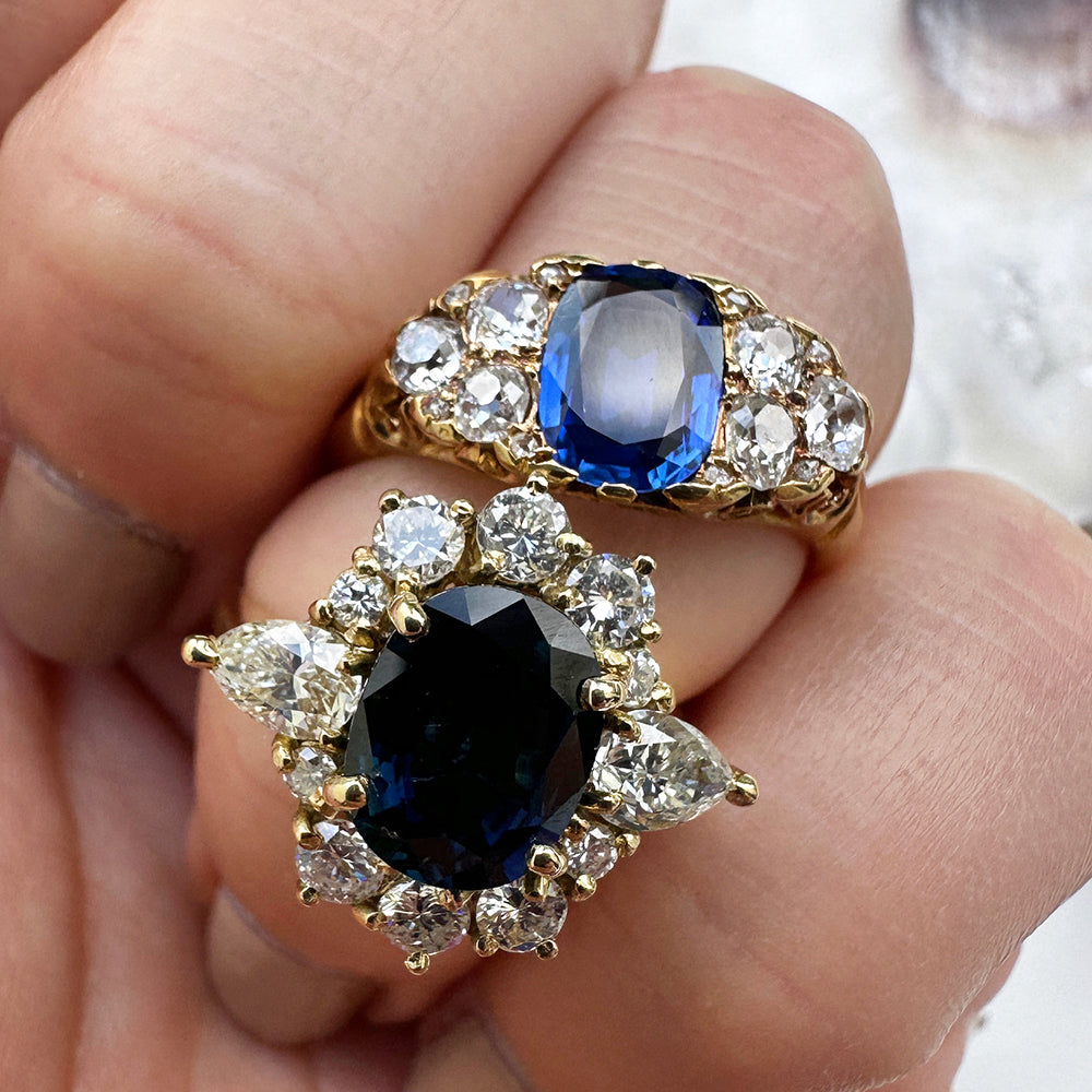 Antique Sapphire & Diamond Cluster Ring
