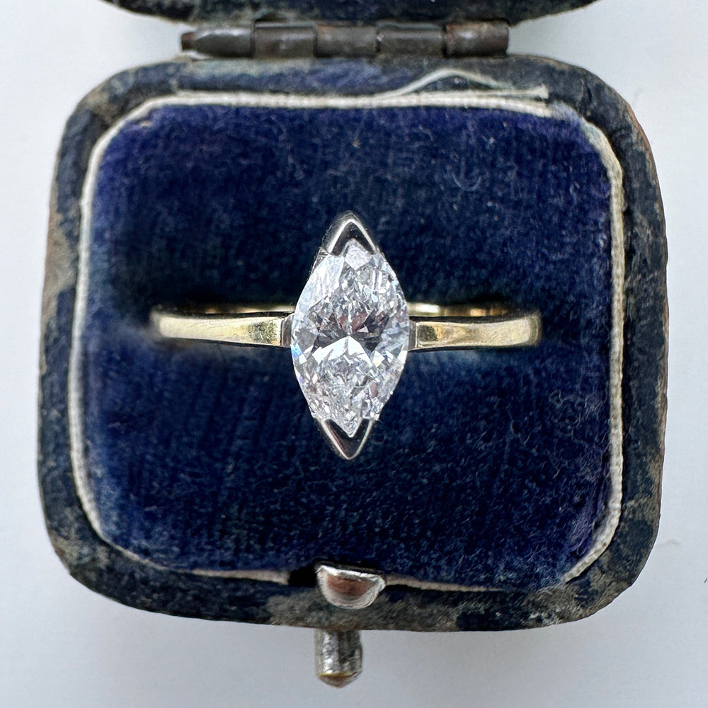 Vintage Marquise Diamond Solitaire Engagement Ring