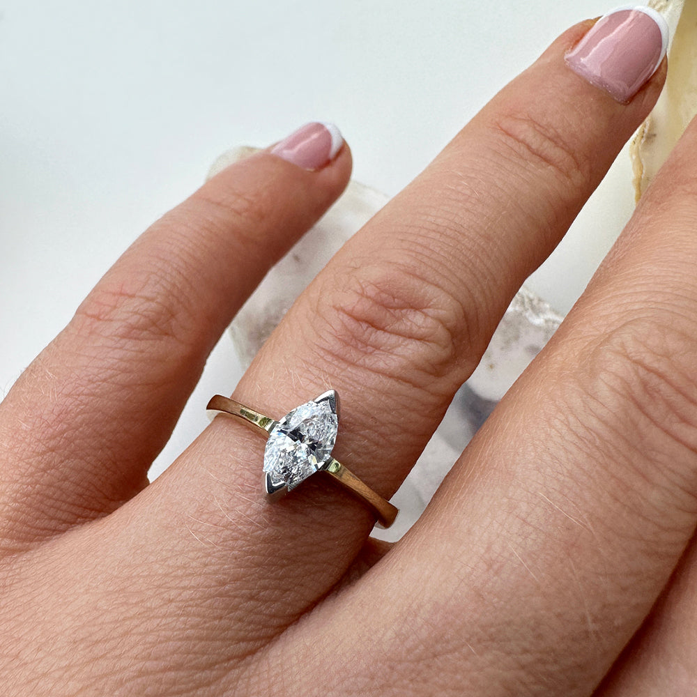 Vintage Marquise Diamond Solitaire Engagement Ring