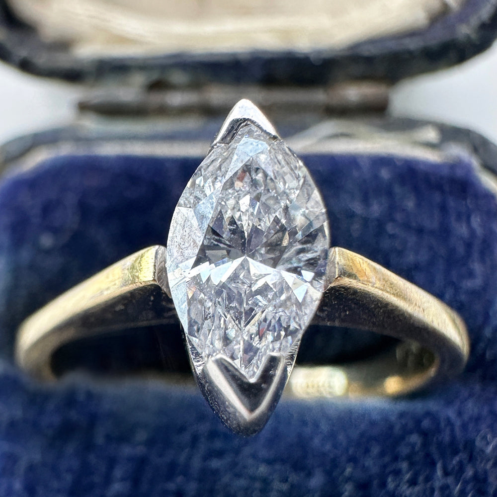 Vintage Marquise Diamond Solitaire Engagement Ring