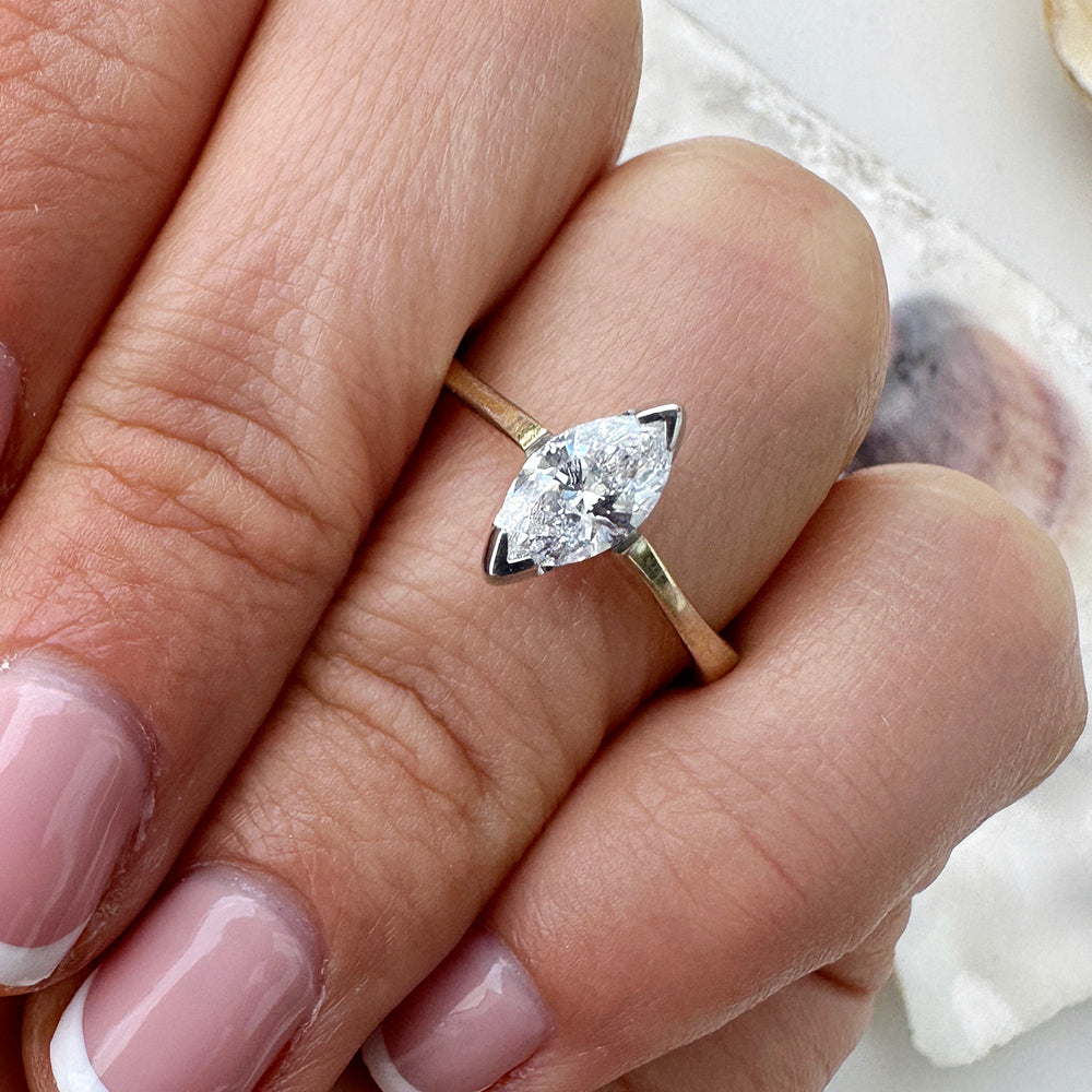 Vintage Marquise Diamond Solitaire Engagement Ring