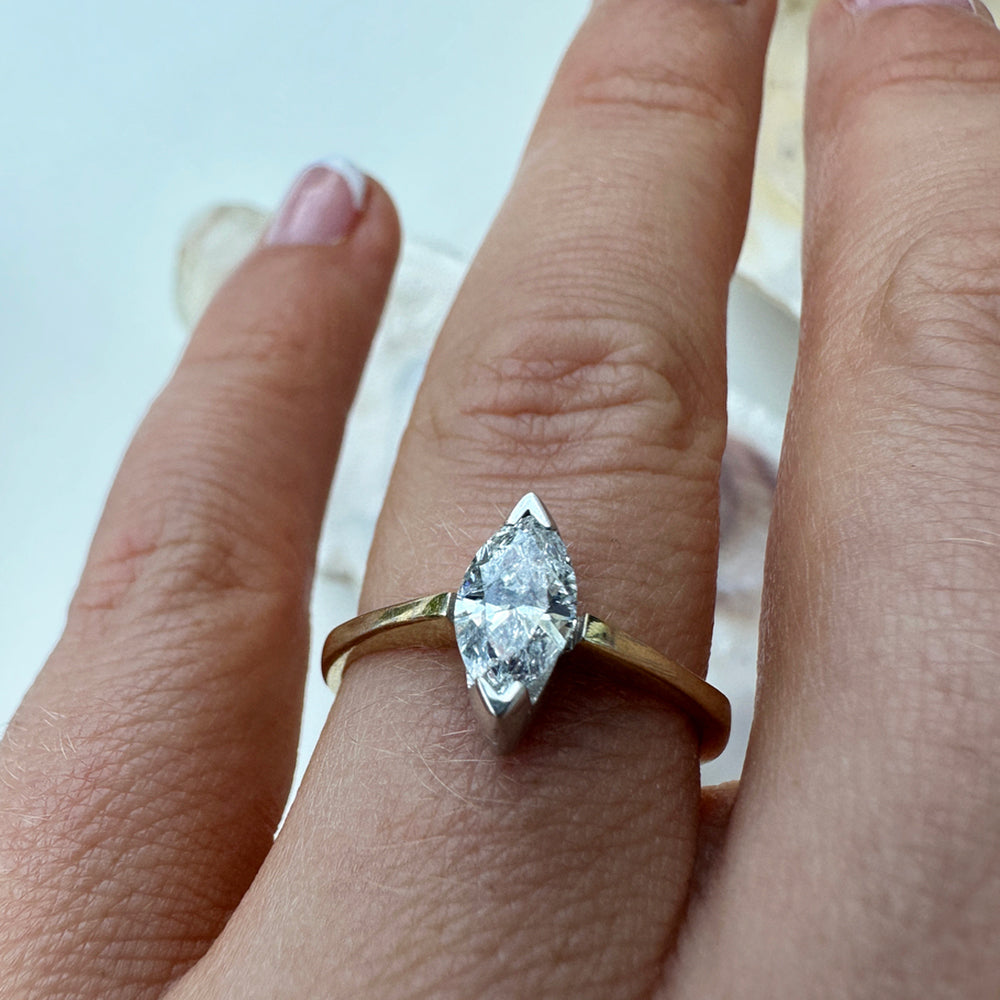 Vintage Marquise Diamond Solitaire Engagement Ring