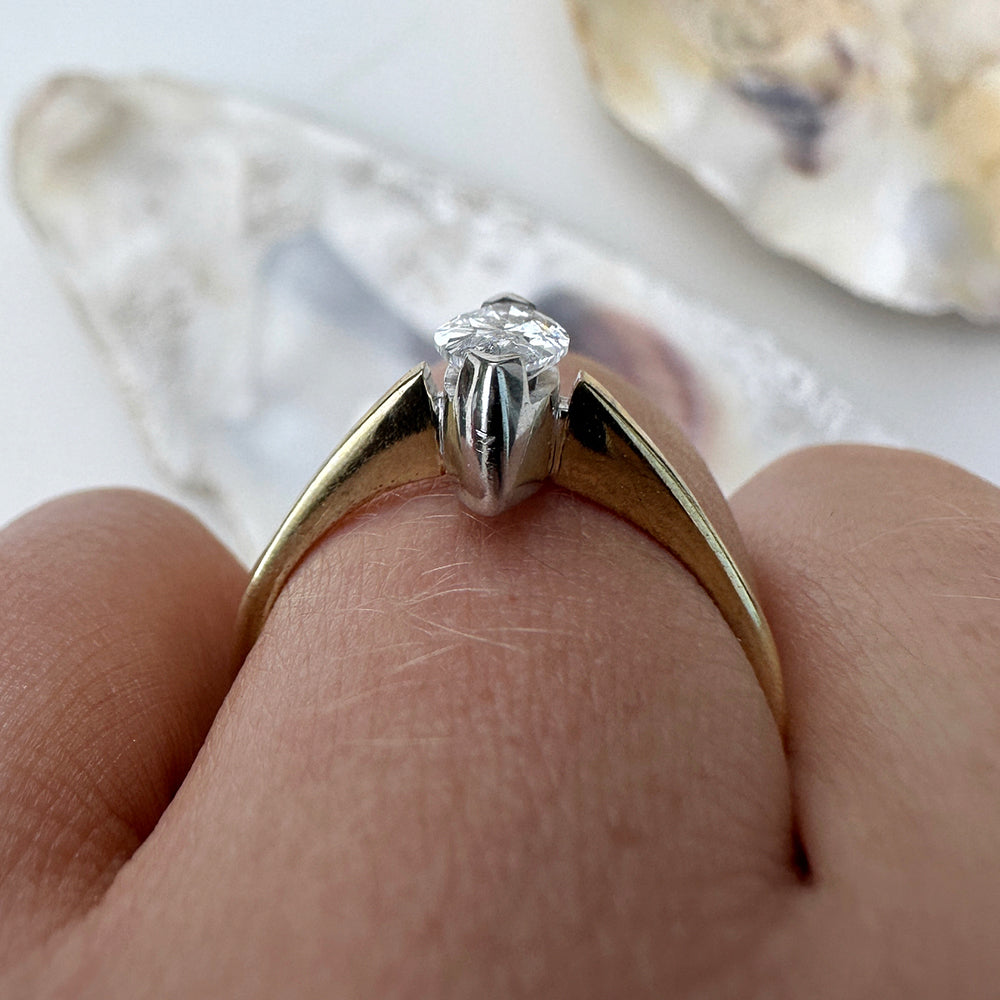 Vintage Marquise Diamond Solitaire Engagement Ring