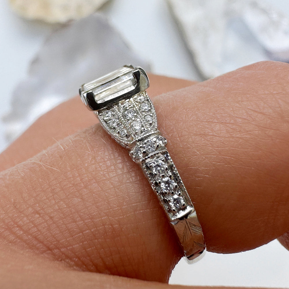 Vintage Platinum Princess Cut Diamond Engagement Ring