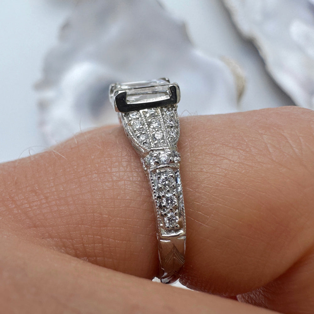 Vintage Platinum Princess Cut Diamond Engagement Ring
