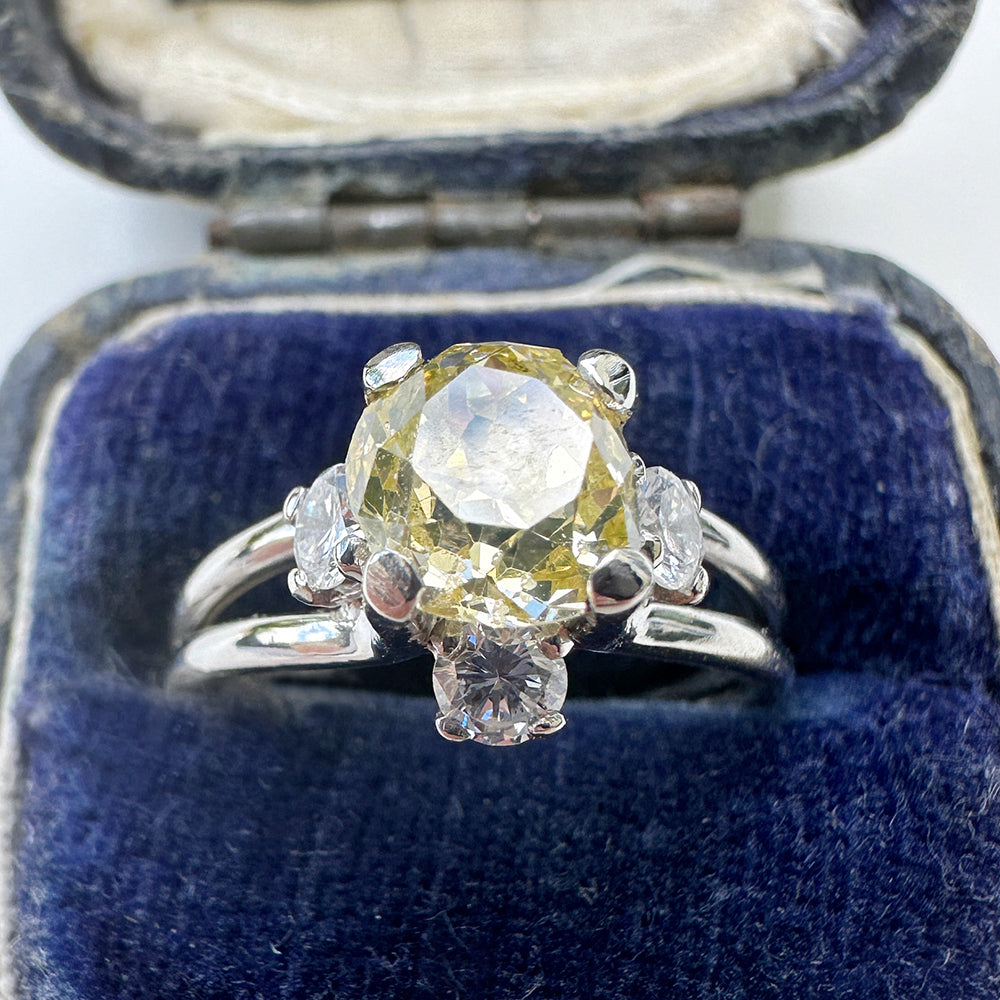 Antique Old European Cut Yellow Diamond Solitaire Ring