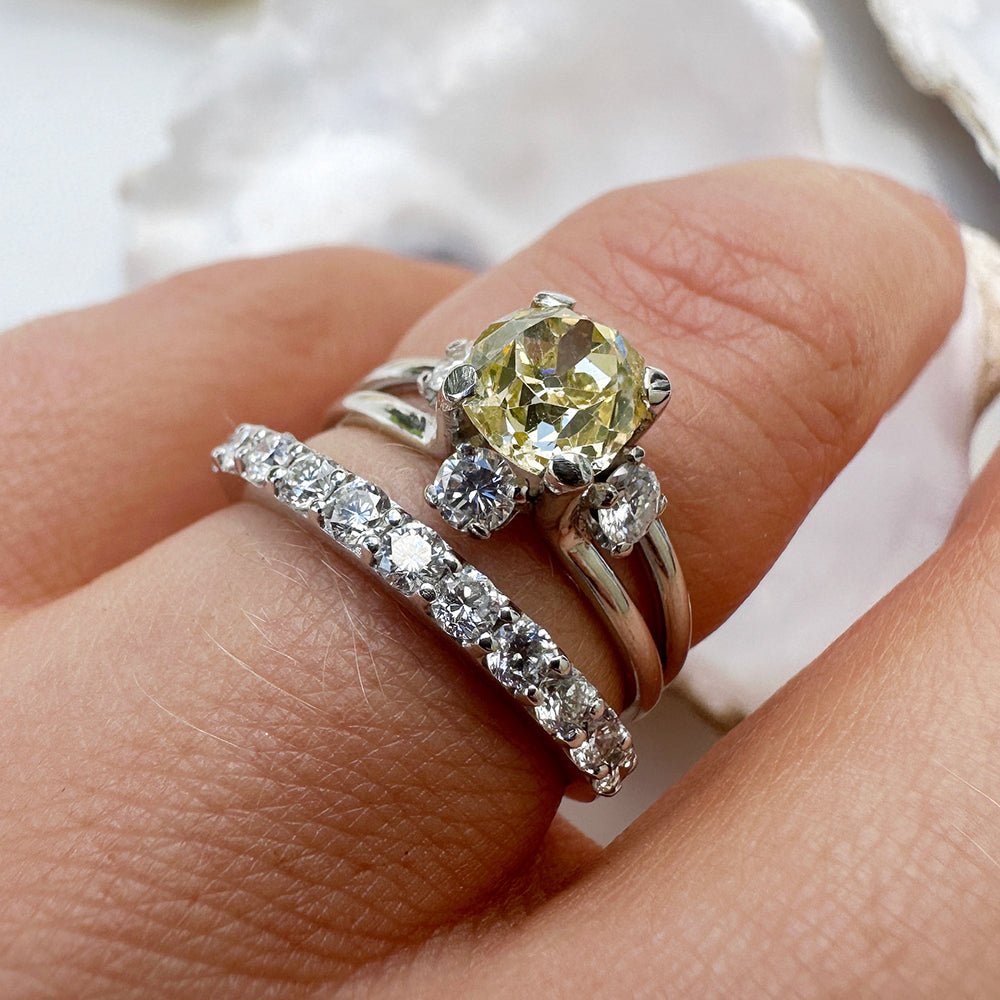 Antique Old European Cut Yellow Diamond Solitaire Ring