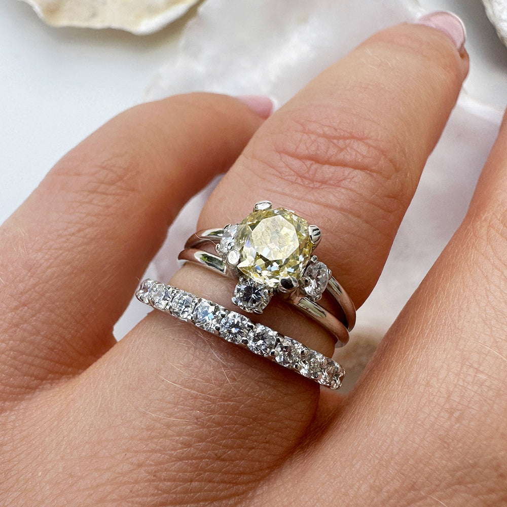 Antique Old European Cut Yellow Diamond Solitaire Ring