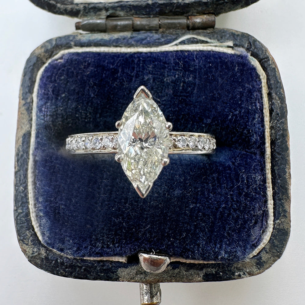 Vintage Platinum Marquise Diamond Engagement Ring