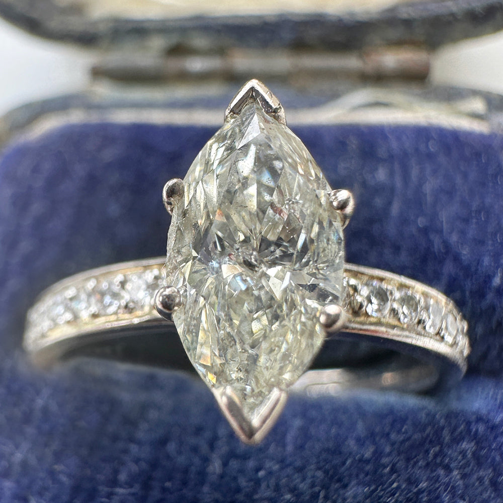 Vintage Platinum Marquise Diamond Engagement Ring