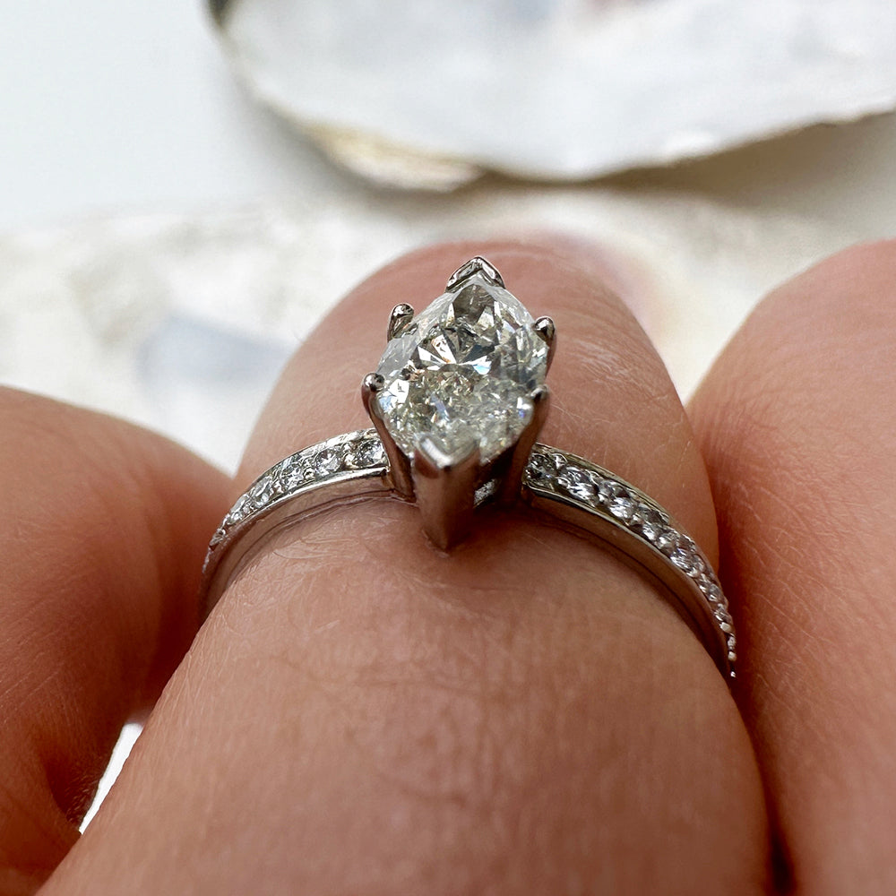 Vintage Platinum Marquise Diamond Engagement Ring