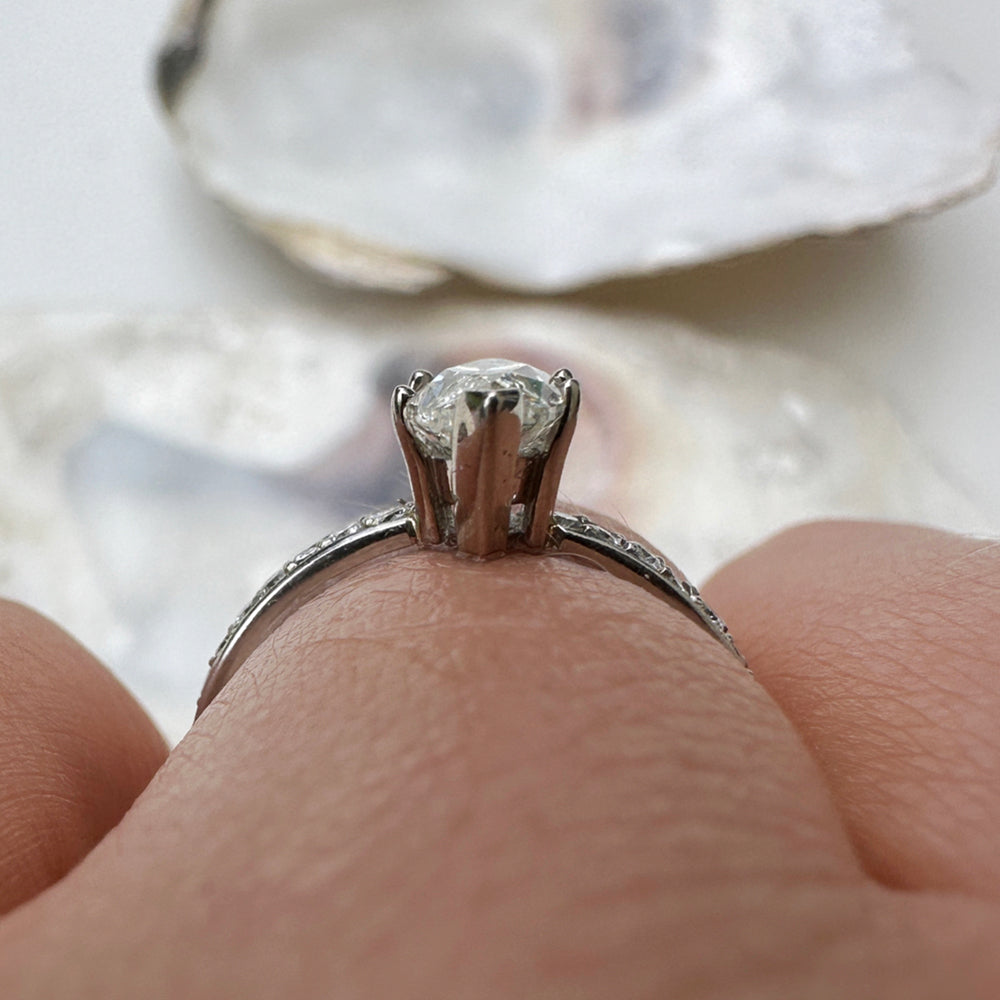 Vintage Platinum Marquise Diamond Engagement Ring