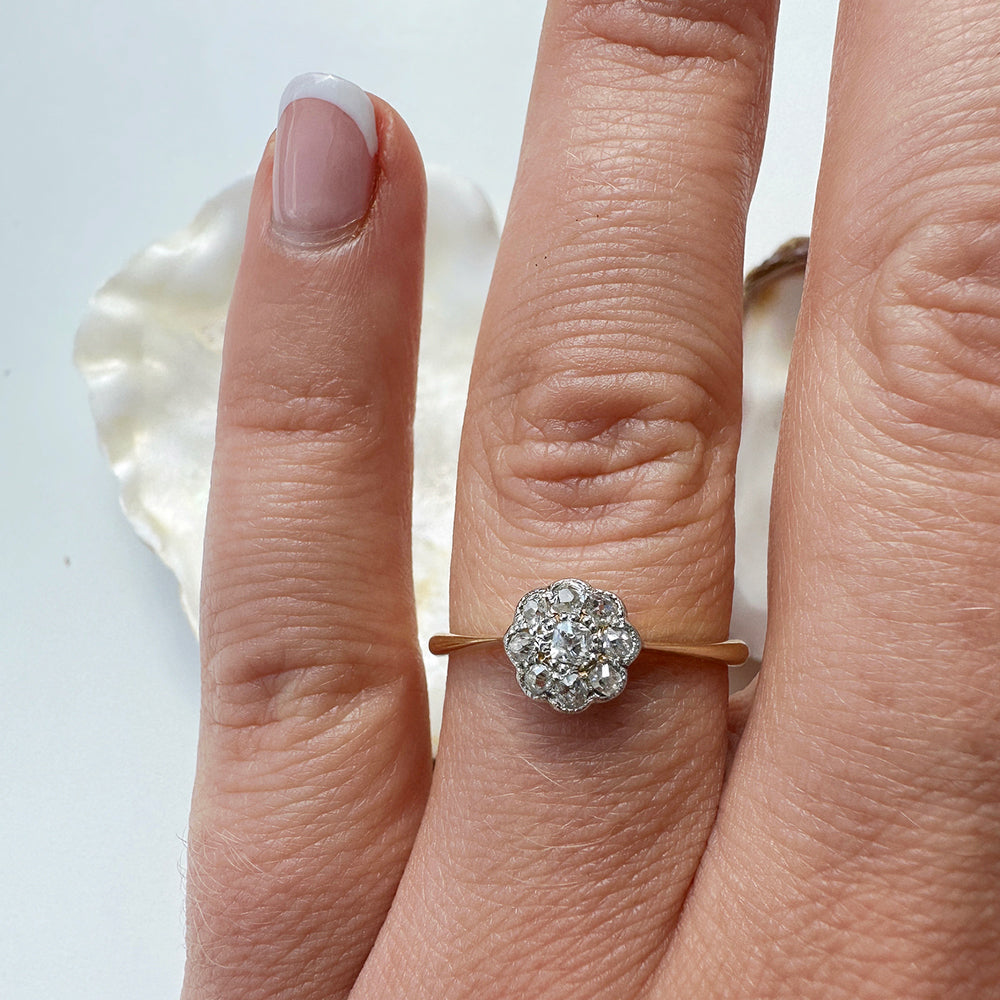 Antique Old European Cut Diamond Daisy Ring