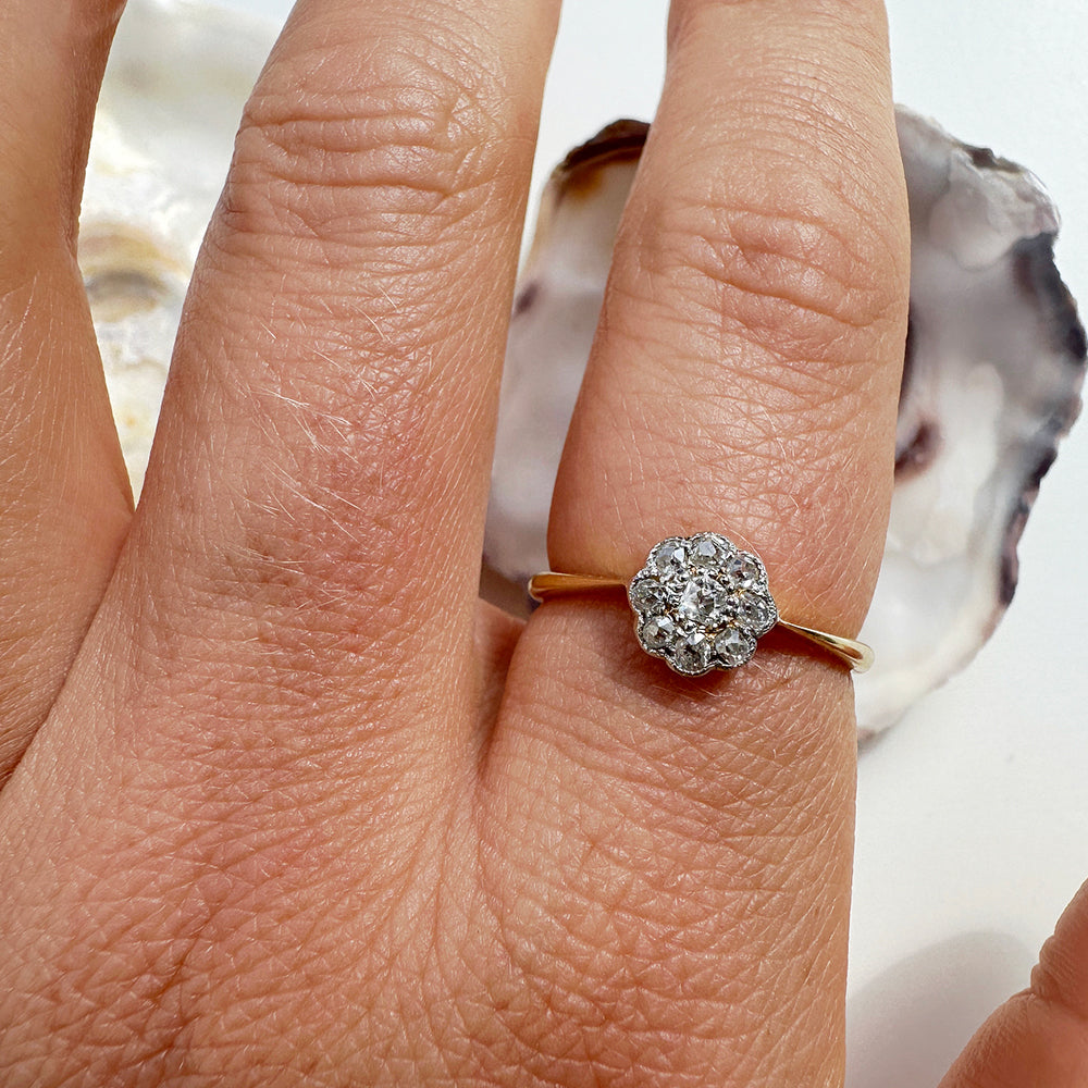 Antique Old European Cut Diamond Daisy Ring