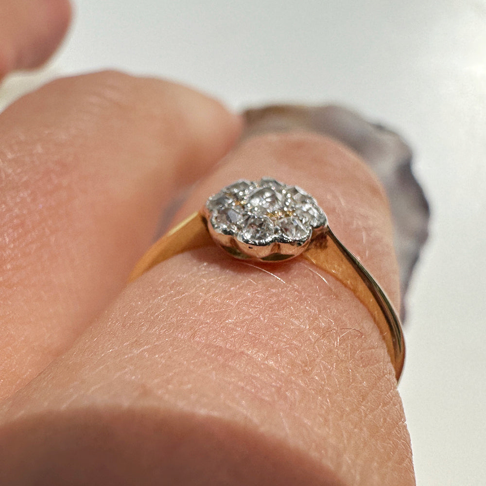 Antique Old European Cut Diamond Daisy Ring