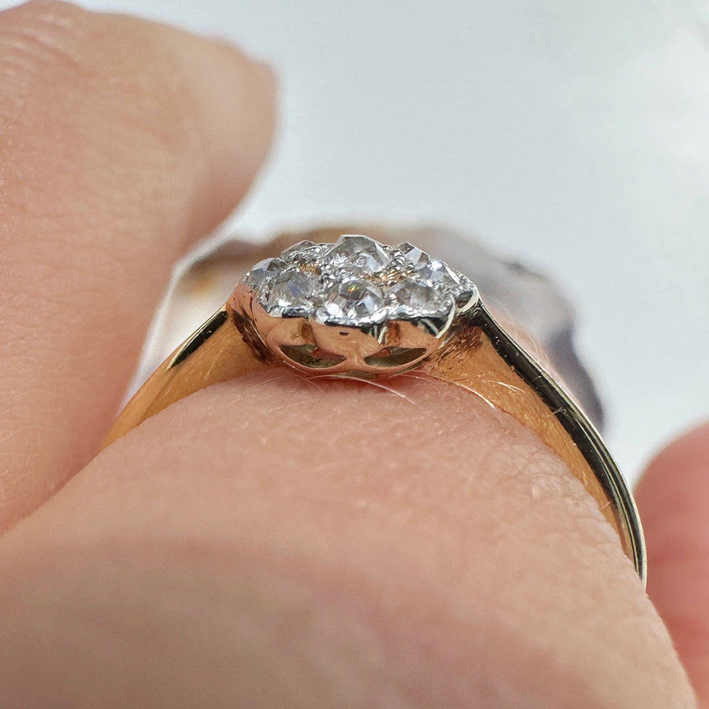 Antique Old European Cut Diamond Daisy Ring