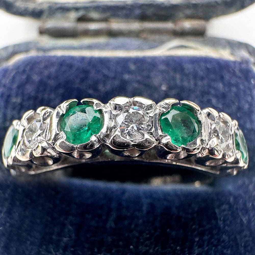 1975 Vintage Emerald & Diamond Eternity Ring