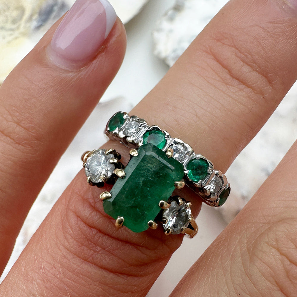 1975 Vintage Emerald & Diamond Eternity Ring