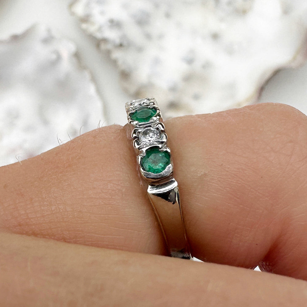 1975 Vintage Emerald & Diamond Eternity Ring