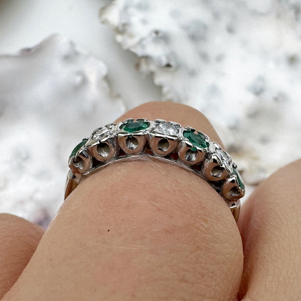 1975 Vintage Emerald & Diamond Eternity Ring