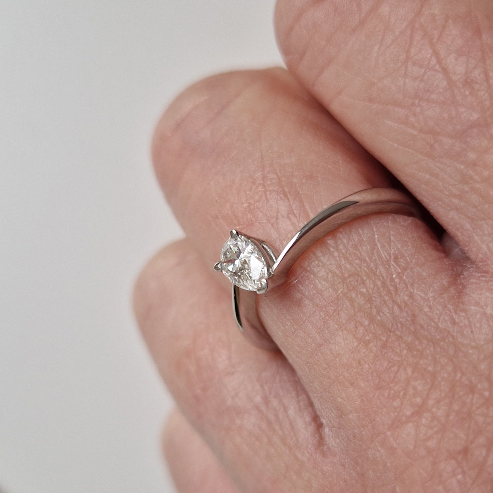 Vintage Pear Cut Diamond Solitaire Engagement Ring