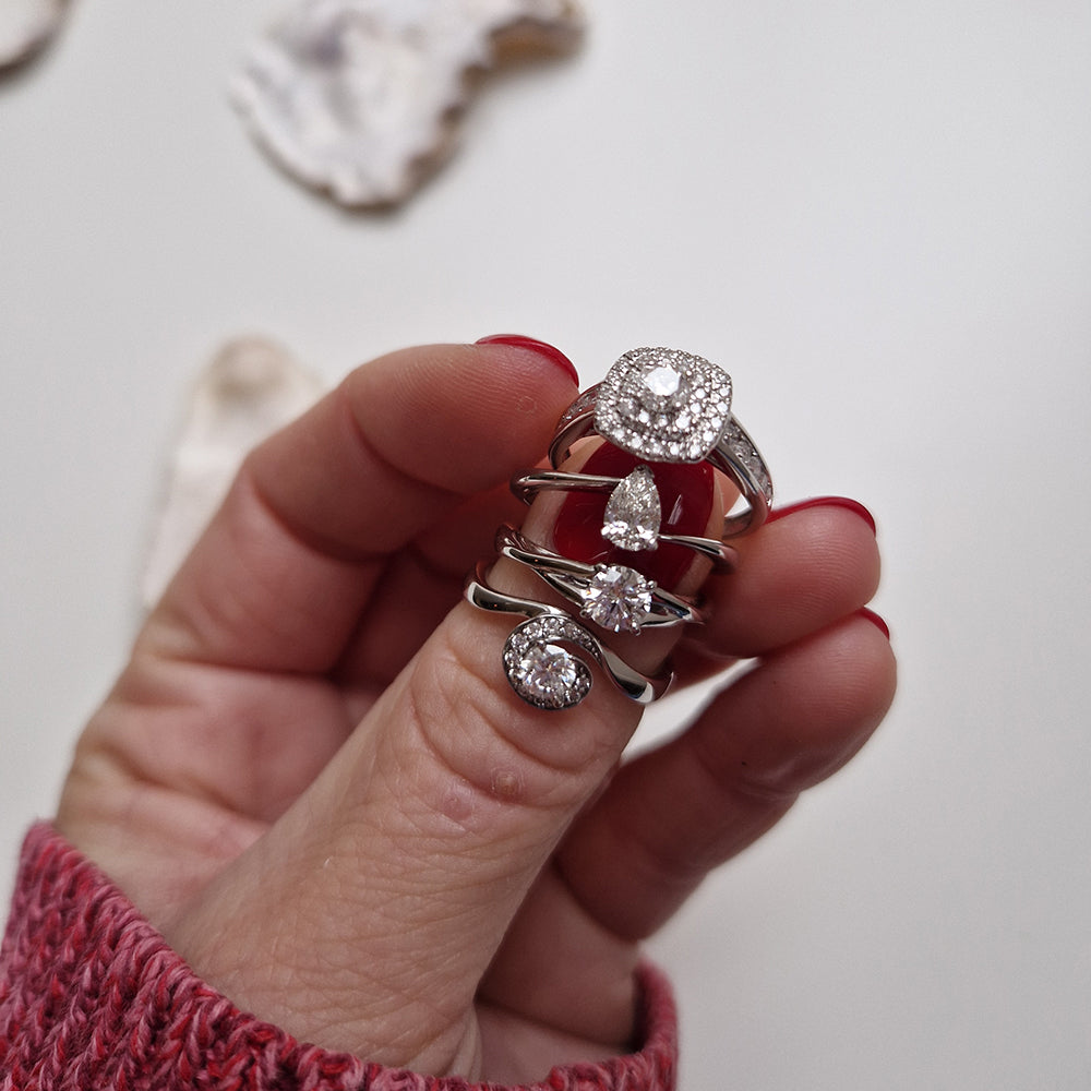 Vintage Pear Cut Diamond Solitaire Engagement Ring