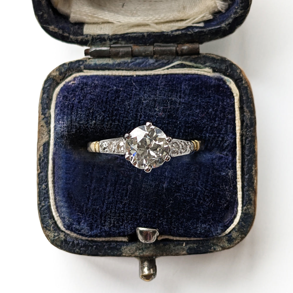 Antique 0.93ct Old European Cut Diamond Solitaire Ring