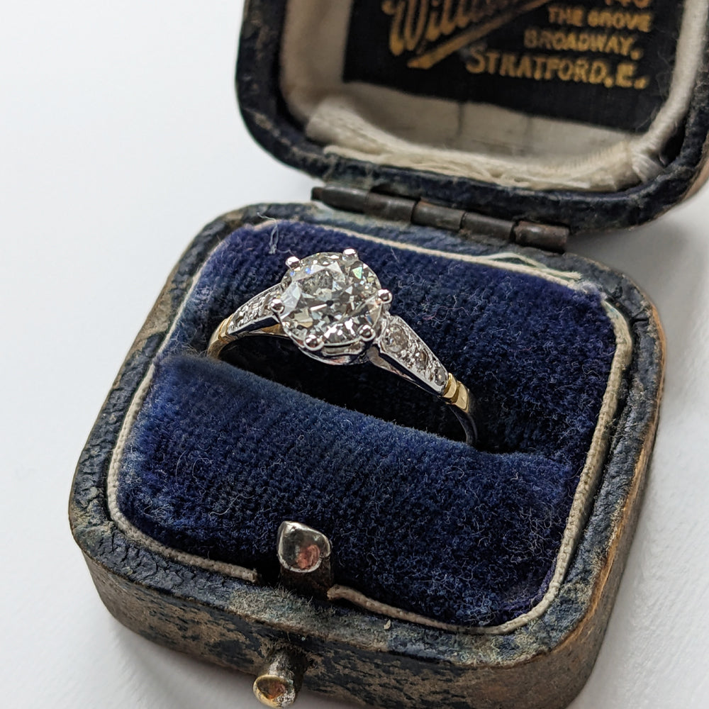 Antique 0.93ct Old European Cut Diamond Solitaire Ring