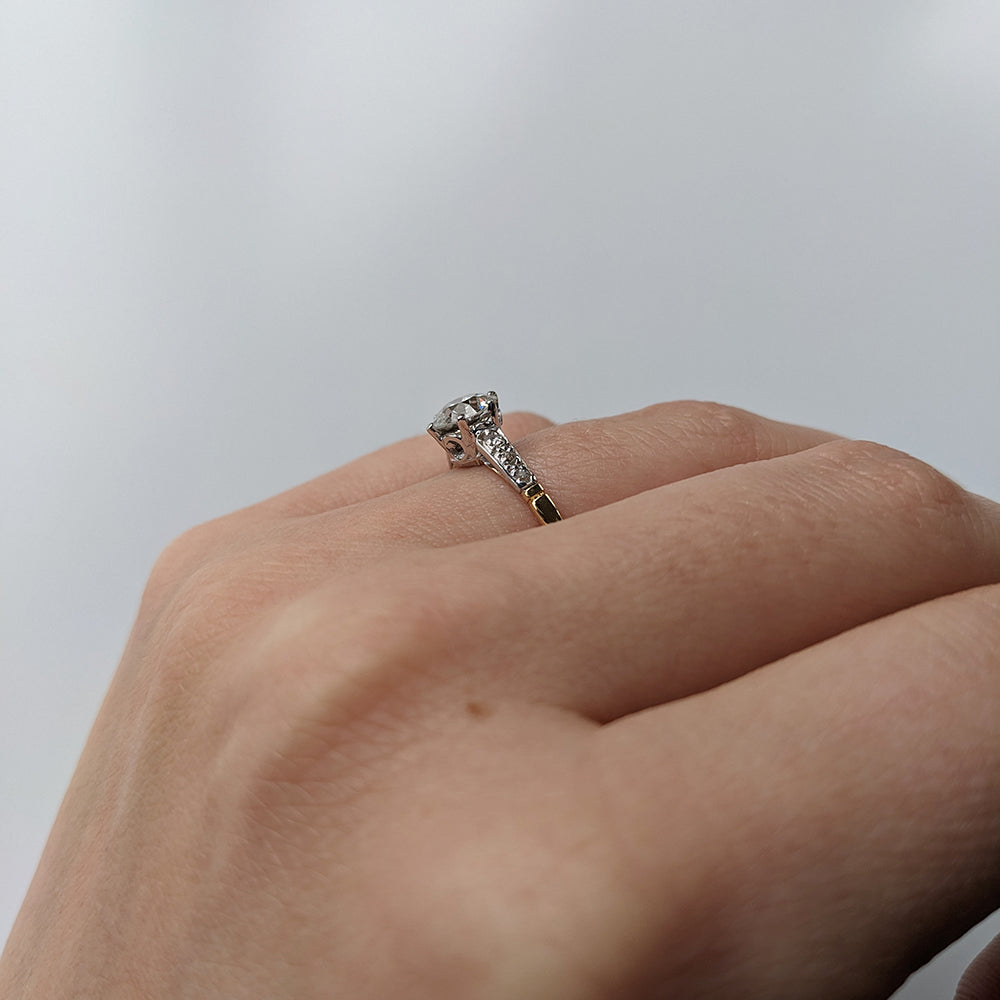 Antique 0.93ct Old European Cut Diamond Solitaire Ring