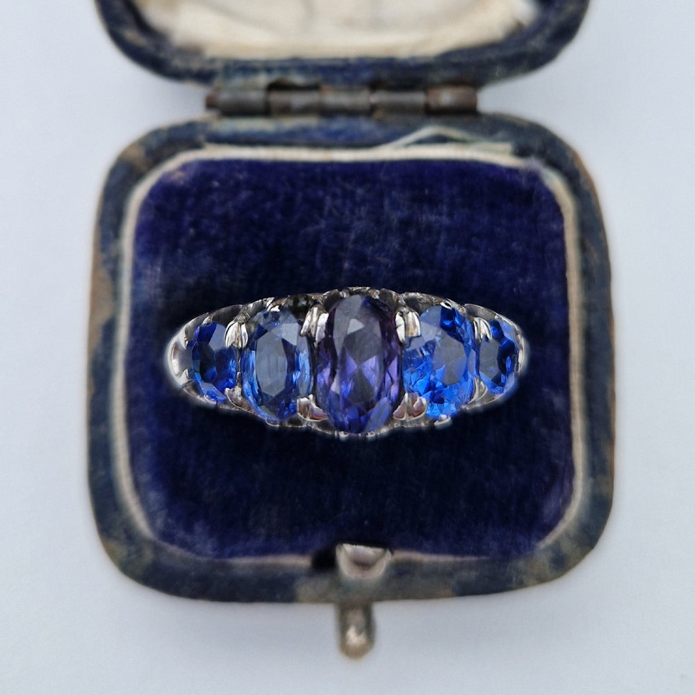 Vintage Oval Cut Sapphire Five Stone Ring