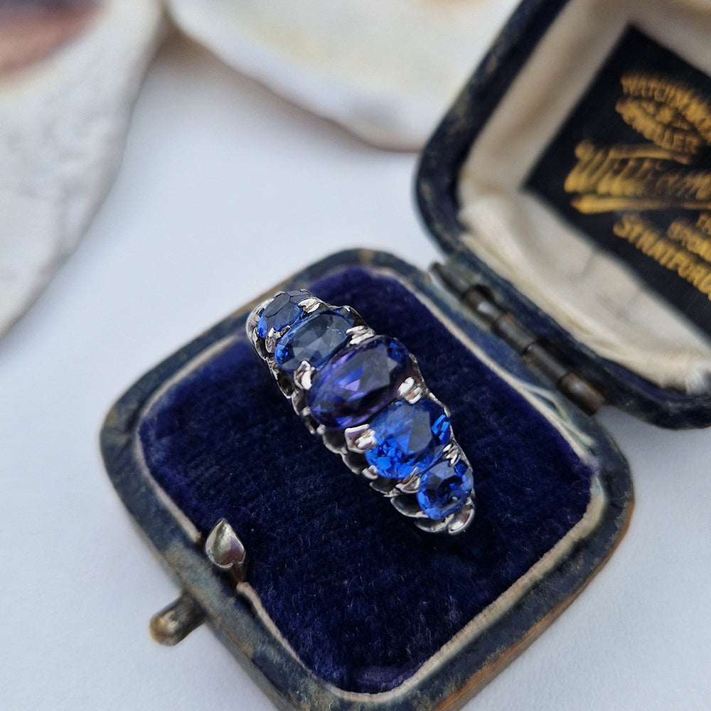 Vintage Oval Cut Sapphire Five Stone Ring