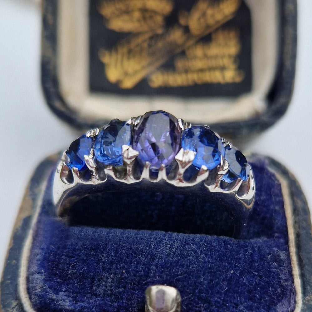 Vintage Oval Cut Sapphire Five Stone Ring