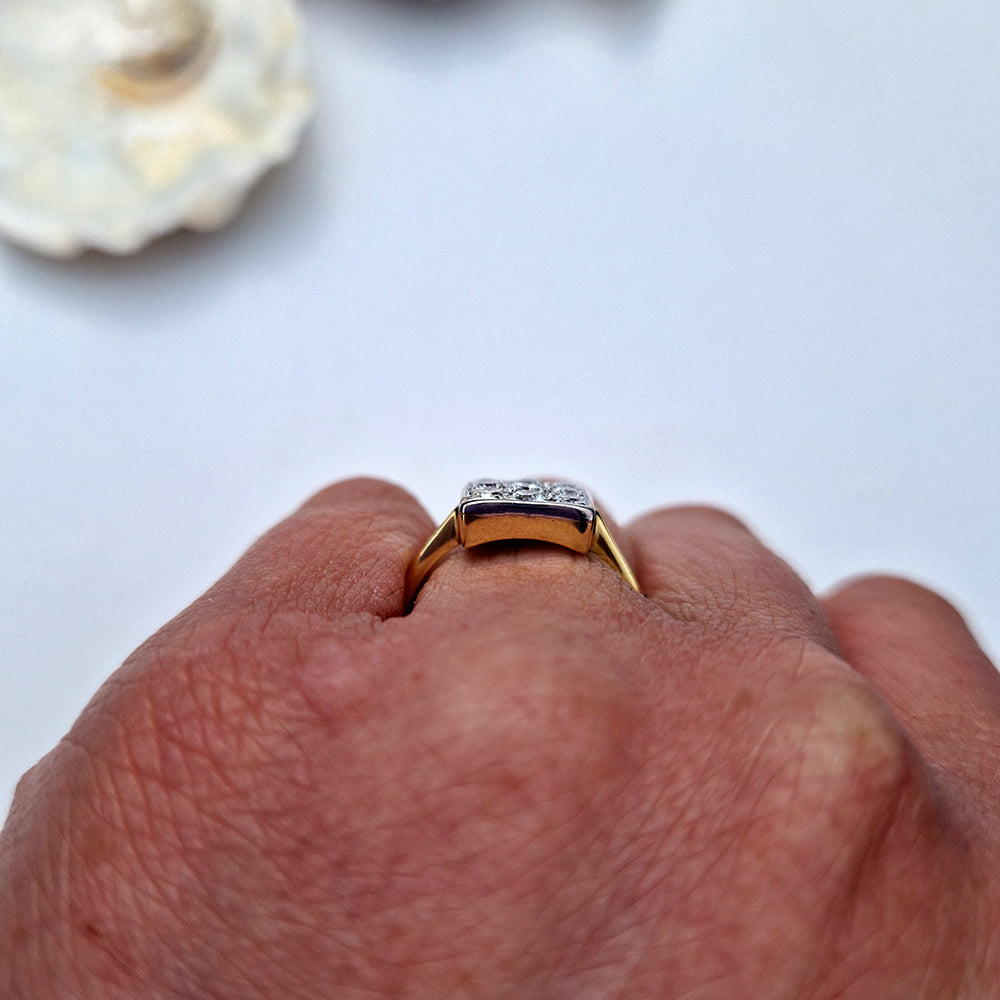 Vintage Diamond Square Cluster Ring