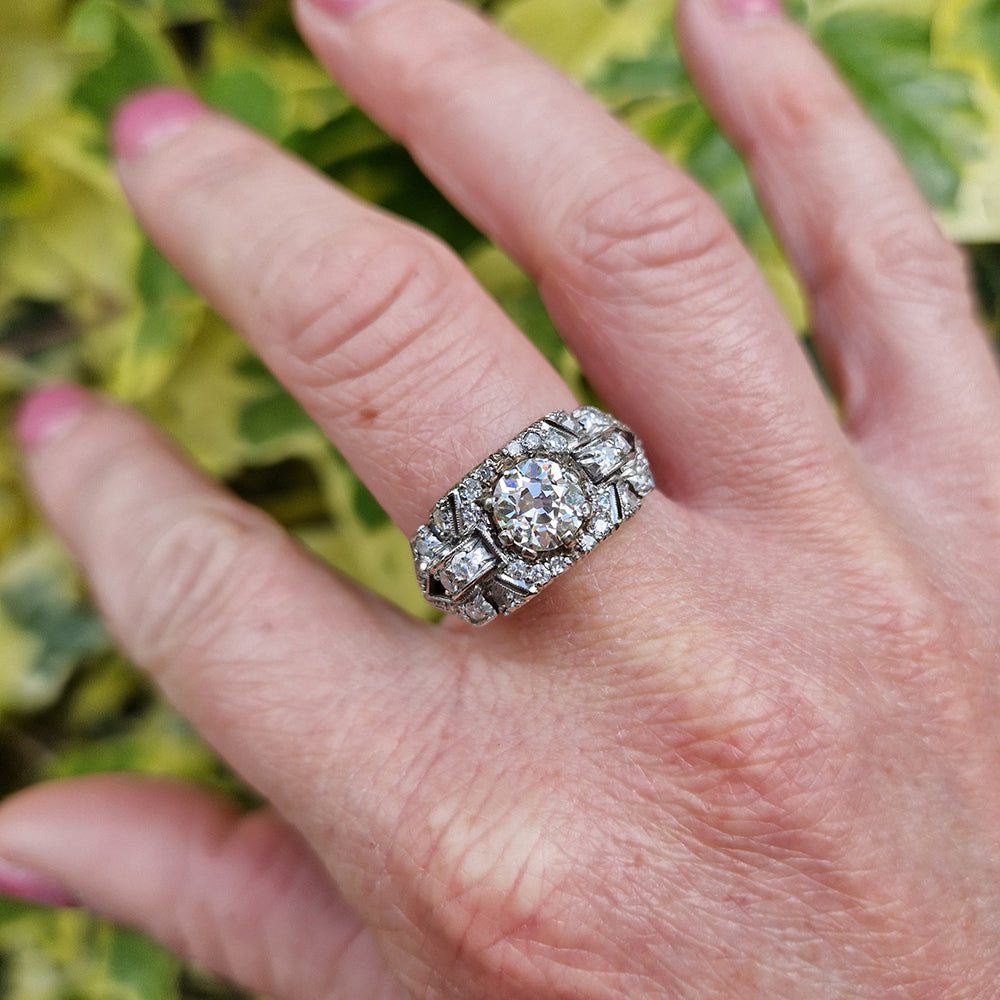 Antique Art Deco Old European Cut Diamond Ring