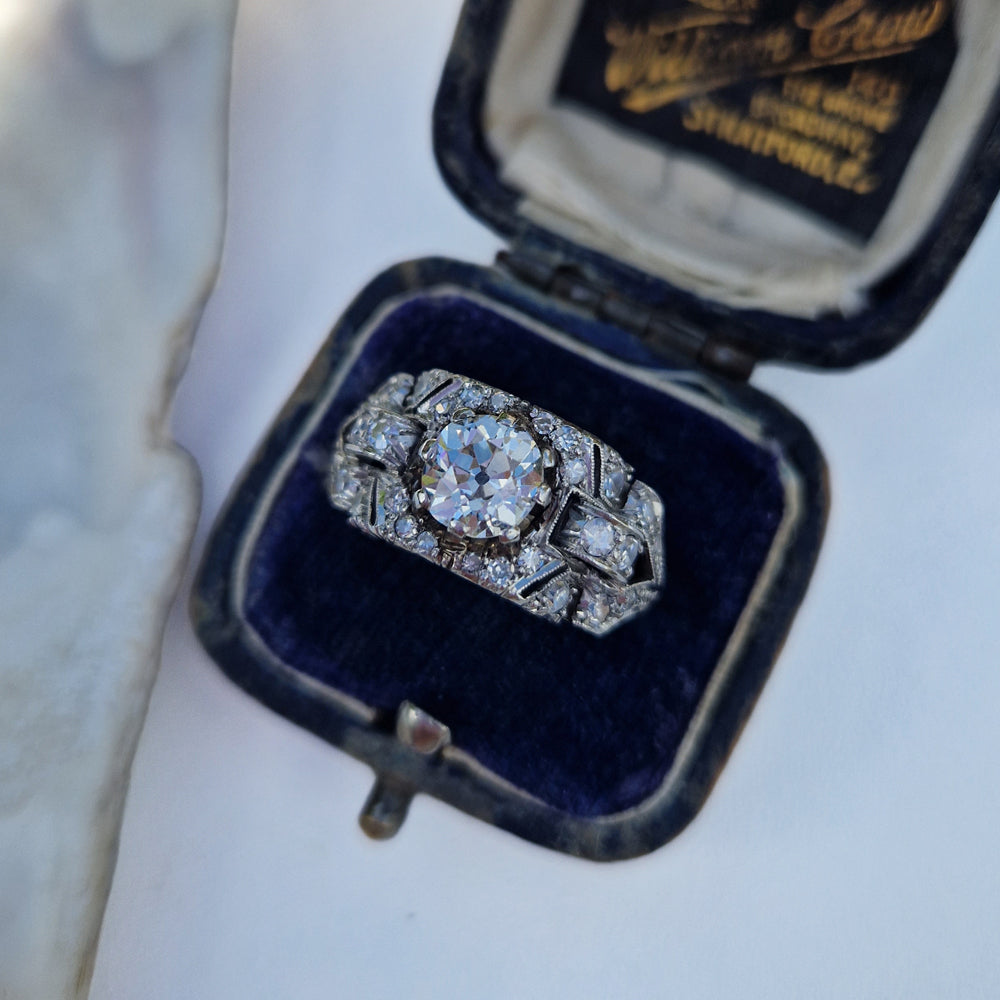 Antique Art Deco Old European Cut Diamond Ring