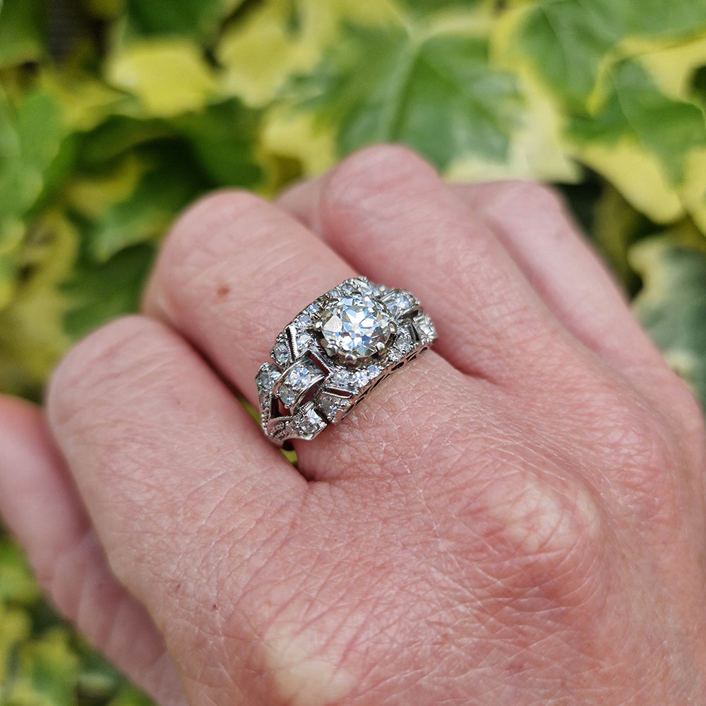 Antique Art Deco Old European Cut Diamond Ring